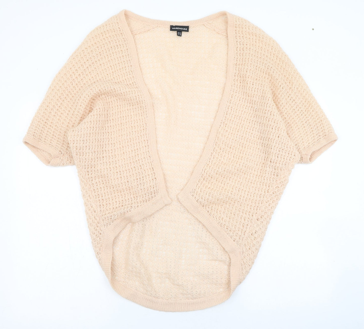 Warehouse Womens Pink Square Neck  Acrylic Cardigan Jumper Size 6