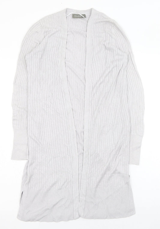 Oasis Womens Grey Square Neck  Viscose Cardigan Jumper Size XS