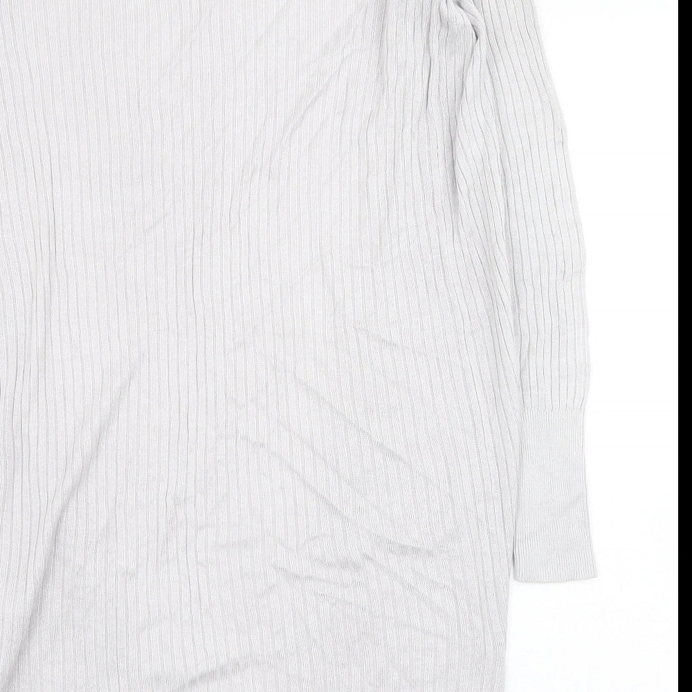Oasis Womens Grey Square Neck  Viscose Cardigan Jumper Size XS