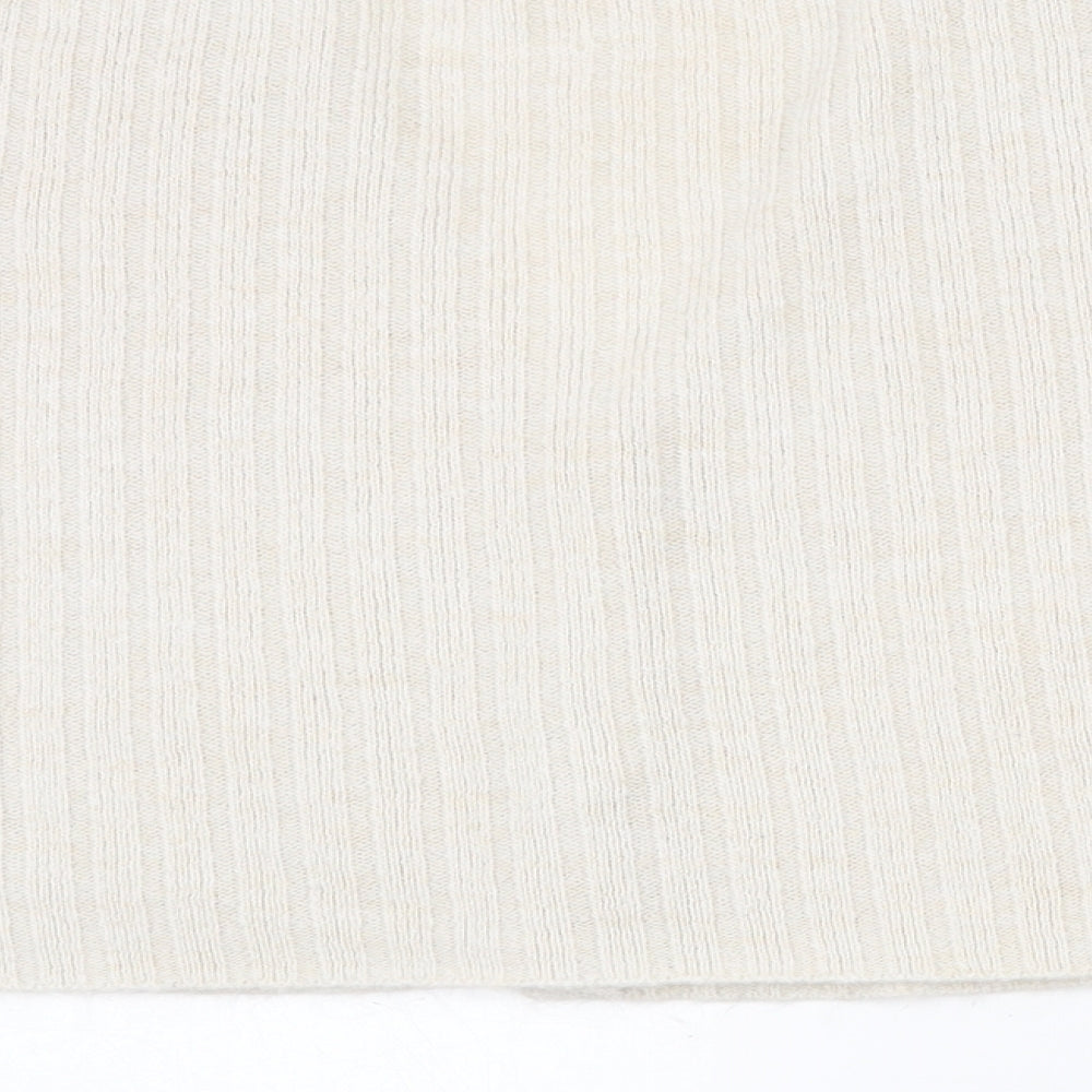 Primark Womens Beige V-Neck  Acrylic Cardigan Jumper Size 8   - 6-8