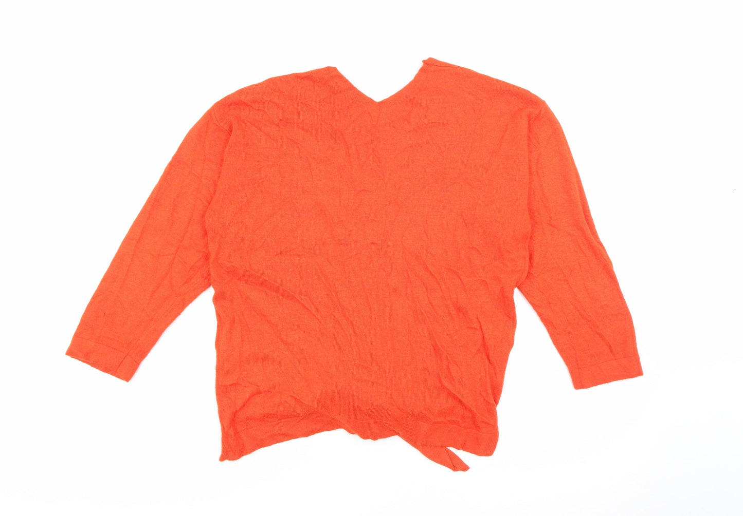 Marks and Spencer Womens Orange V-Neck  Viscose Pullover Jumper Size 10
