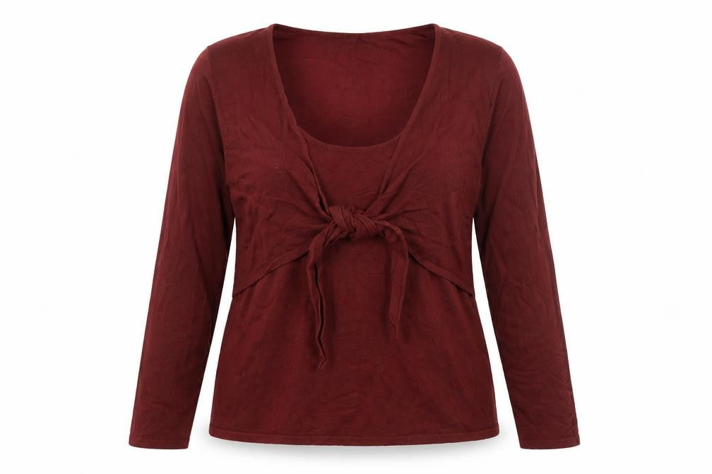 Shu Shu Womens Brown Scoop Neck  Rayon Pullover Jumper Size XL