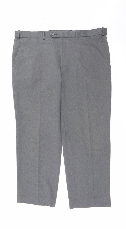 Marks and Spencer Womens Grey  Polyester Carrot Trousers Size 40 in L29 in Regular Zip