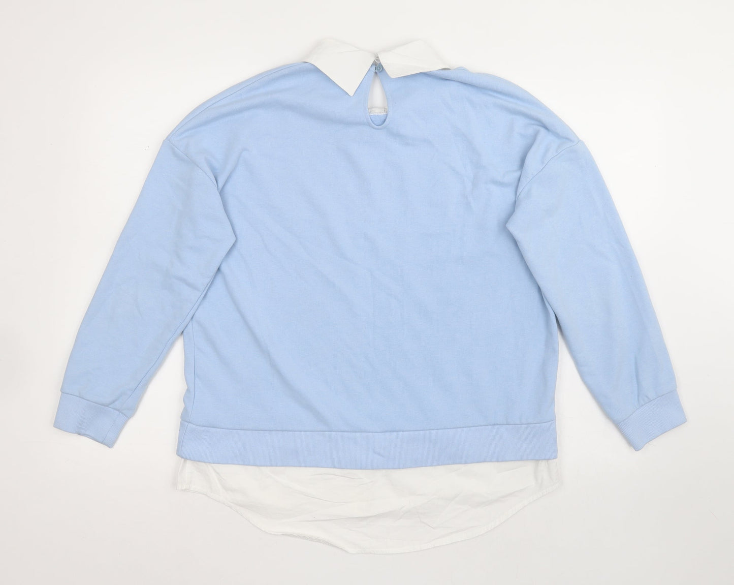 F&F Womens Blue  Cotton Pullover Sweatshirt Size 12  Button - Chicago
