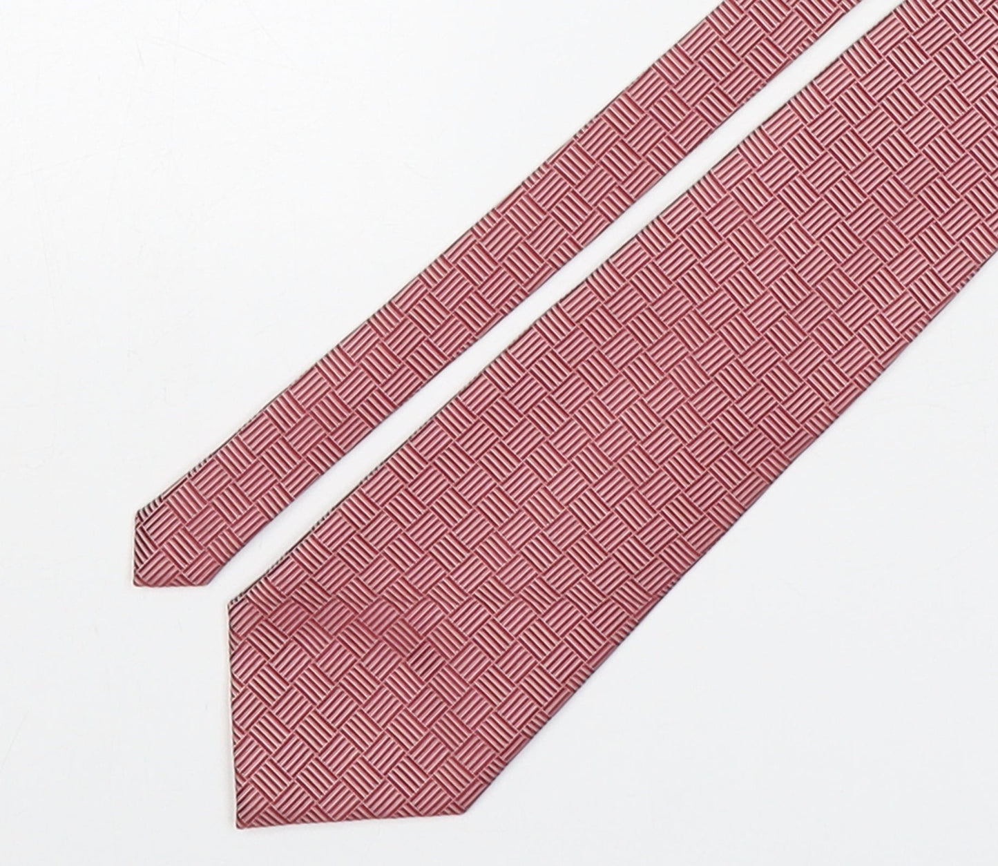 Valeria Boldi Mens Red Geometric Polyester Pointed Tie One Size