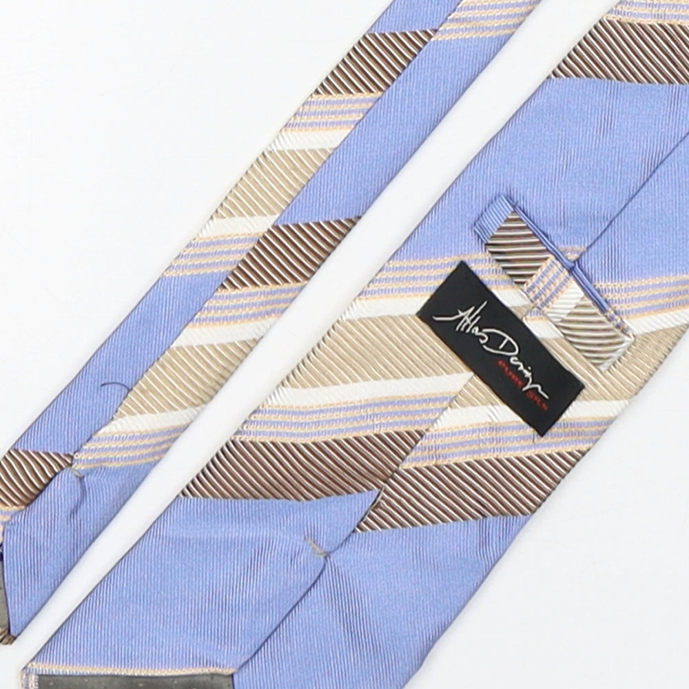 Allan Denim  Mens Multicoloured Striped Silk Pointed Tie One Size