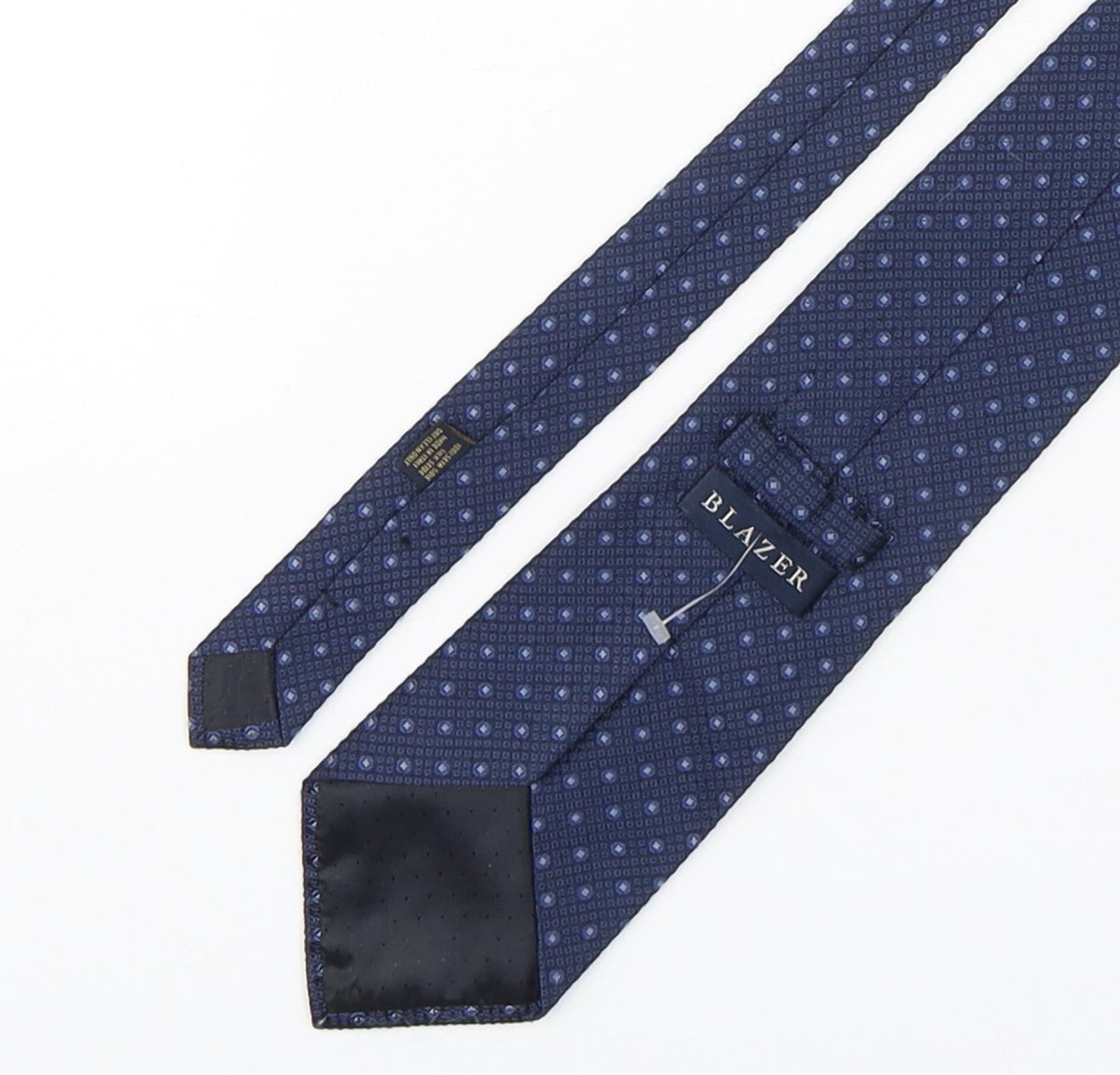 Blazer  Mens Blue Geometric Silk Pointed Tie One Size