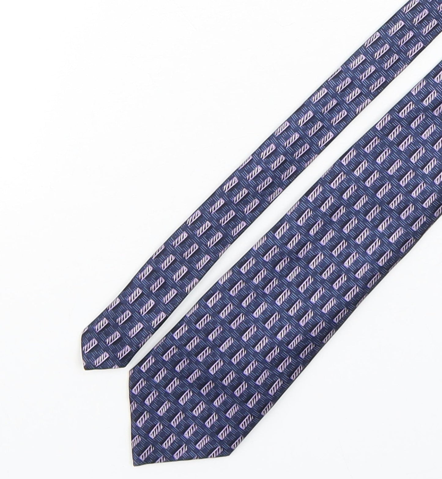 StMichael Mens Purple Geometric Silk Pointed Tie One Size
