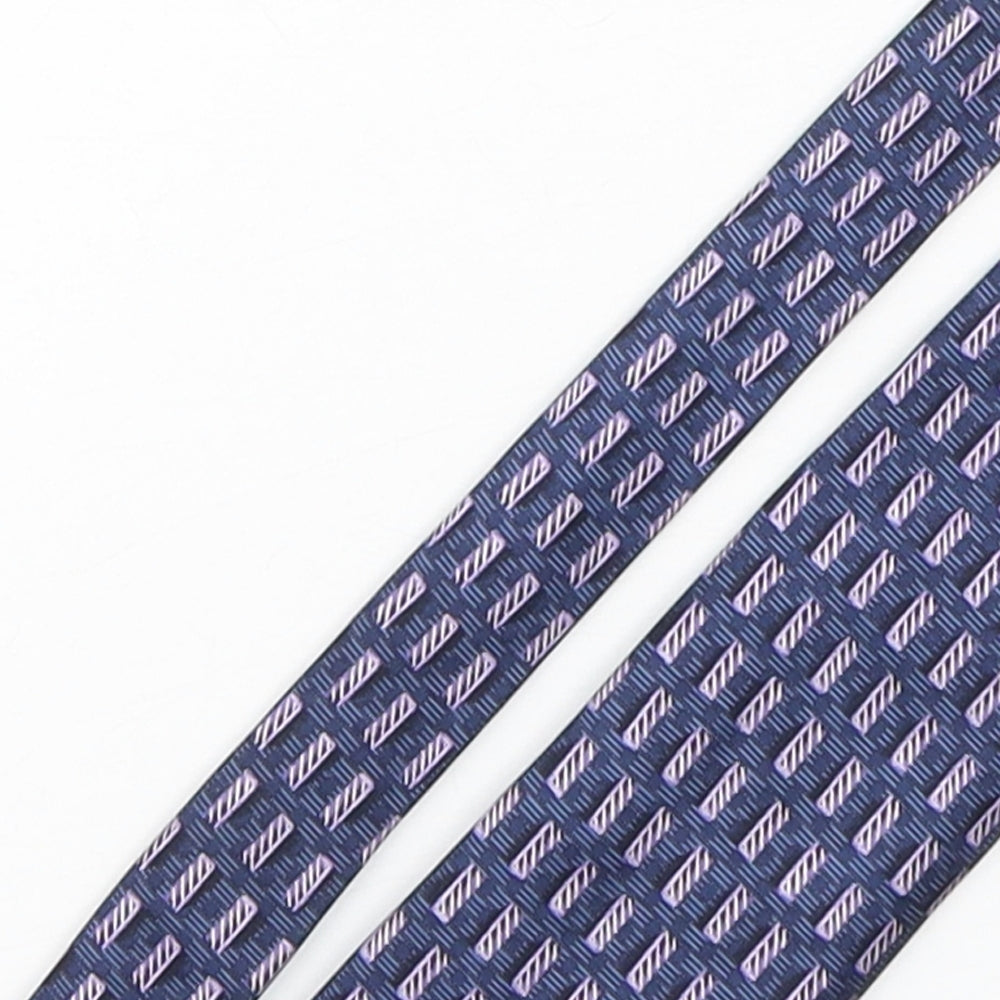 StMichael Mens Purple Geometric Silk Pointed Tie One Size