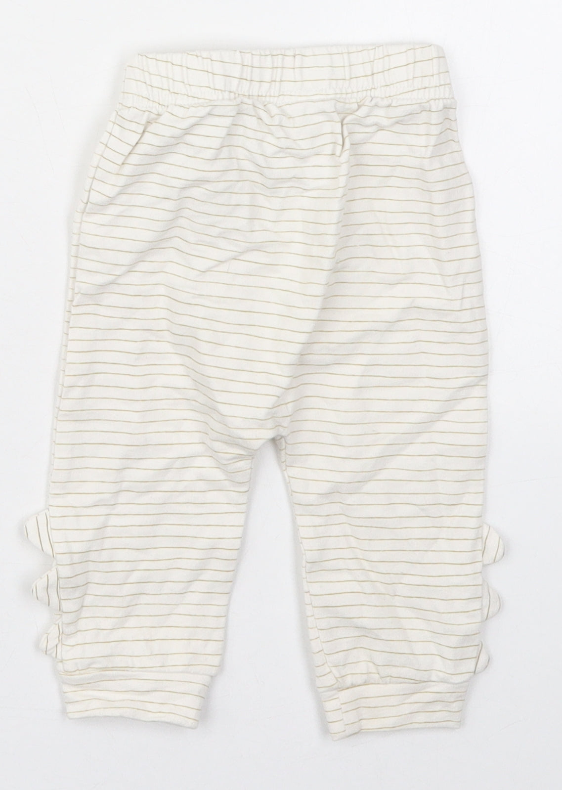George Baby Beige Striped Cotton Sweatpants Trousers Size 6-9 Months  Drawstring