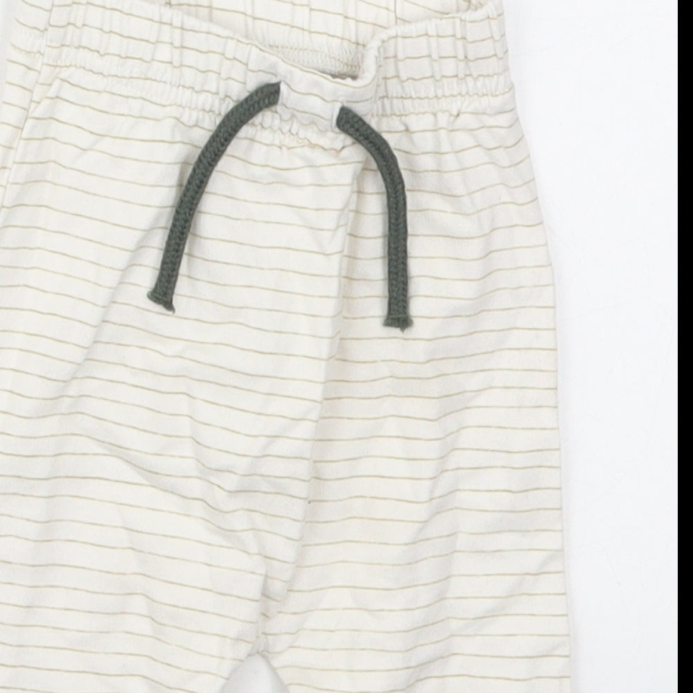George Baby Beige Striped Cotton Sweatpants Trousers Size 6-9 Months  Drawstring