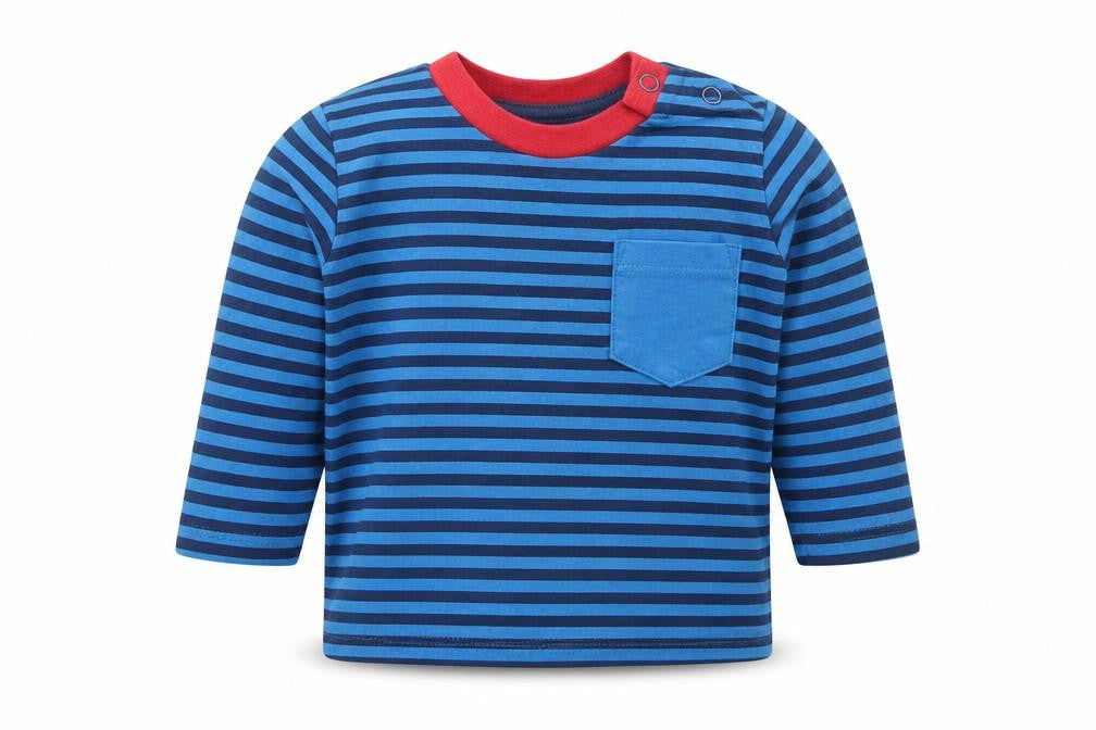 Dunnes Boys Blue Striped Cotton Basic T-Shirt Size 3-6 Months Crew Neck Pullover