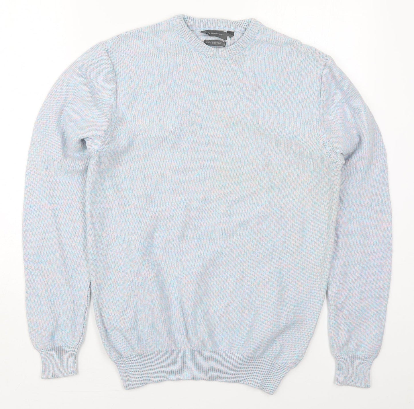 Cedar Wood State Mens Blue Crew Neck  Cotton Pullover Jumper Size S