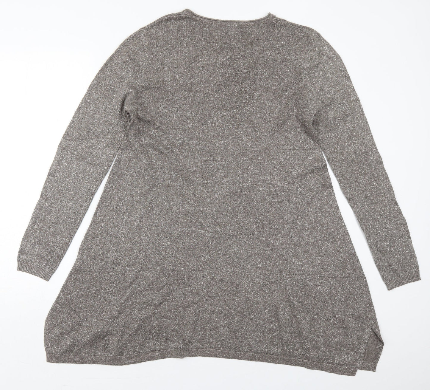 M&V Womens Brown Crew Neck  Nylon Pullover Jumper Size L