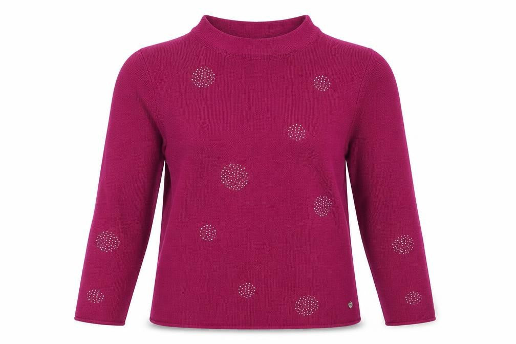 Rabe Womens Pink Crew Neck Geometric Cotton Pullover Jumper Size 10