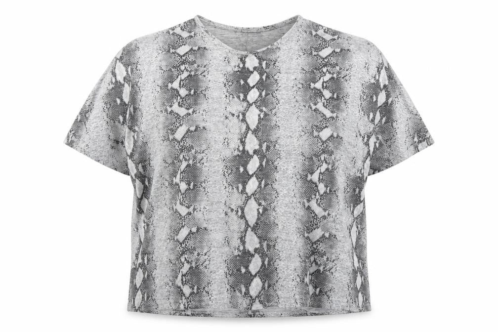 New Look Womens Grey Animal Print Polyester Basic T-Shirt Size M Round Neck