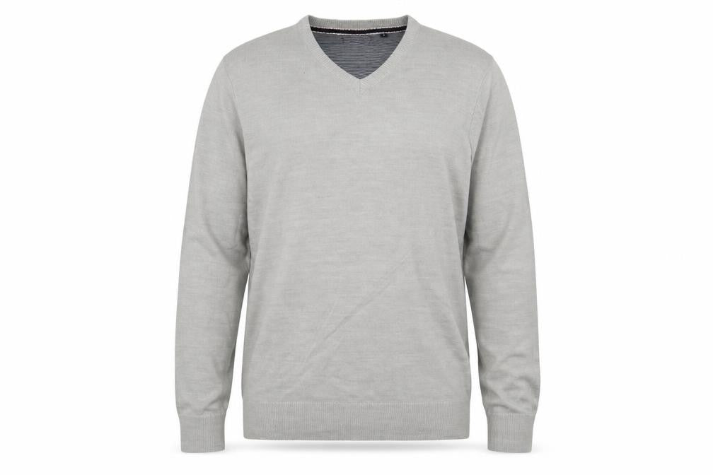 Brave Soul Mens Grey V-Neck  Acrylic Pullover Jumper Size L