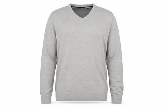Brave Soul Mens Grey V-Neck  Acrylic Pullover Jumper Size L