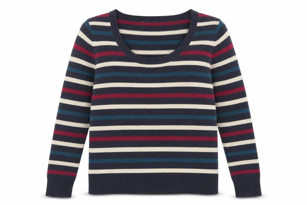 Papaya Womens Multicoloured Scoop Neck Striped Acrylic Pullover Jumper Size 14