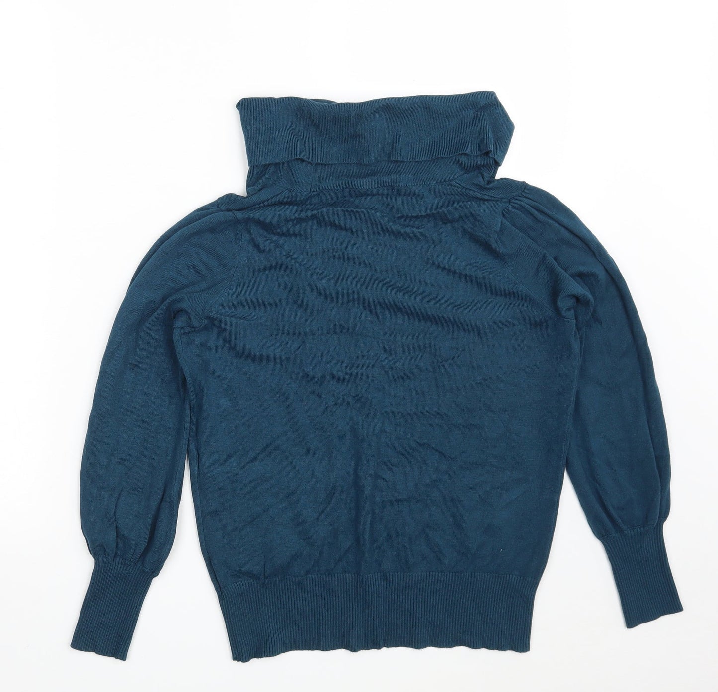 Marks and Spencer Womens Blue High Neck  Viscose Pullover Jumper Size 10