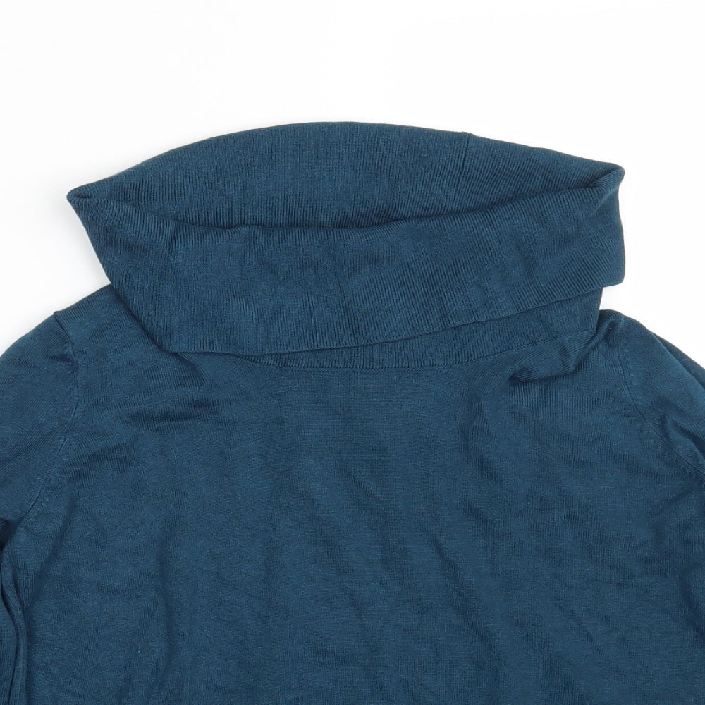 Marks and Spencer Womens Blue High Neck  Viscose Pullover Jumper Size 10