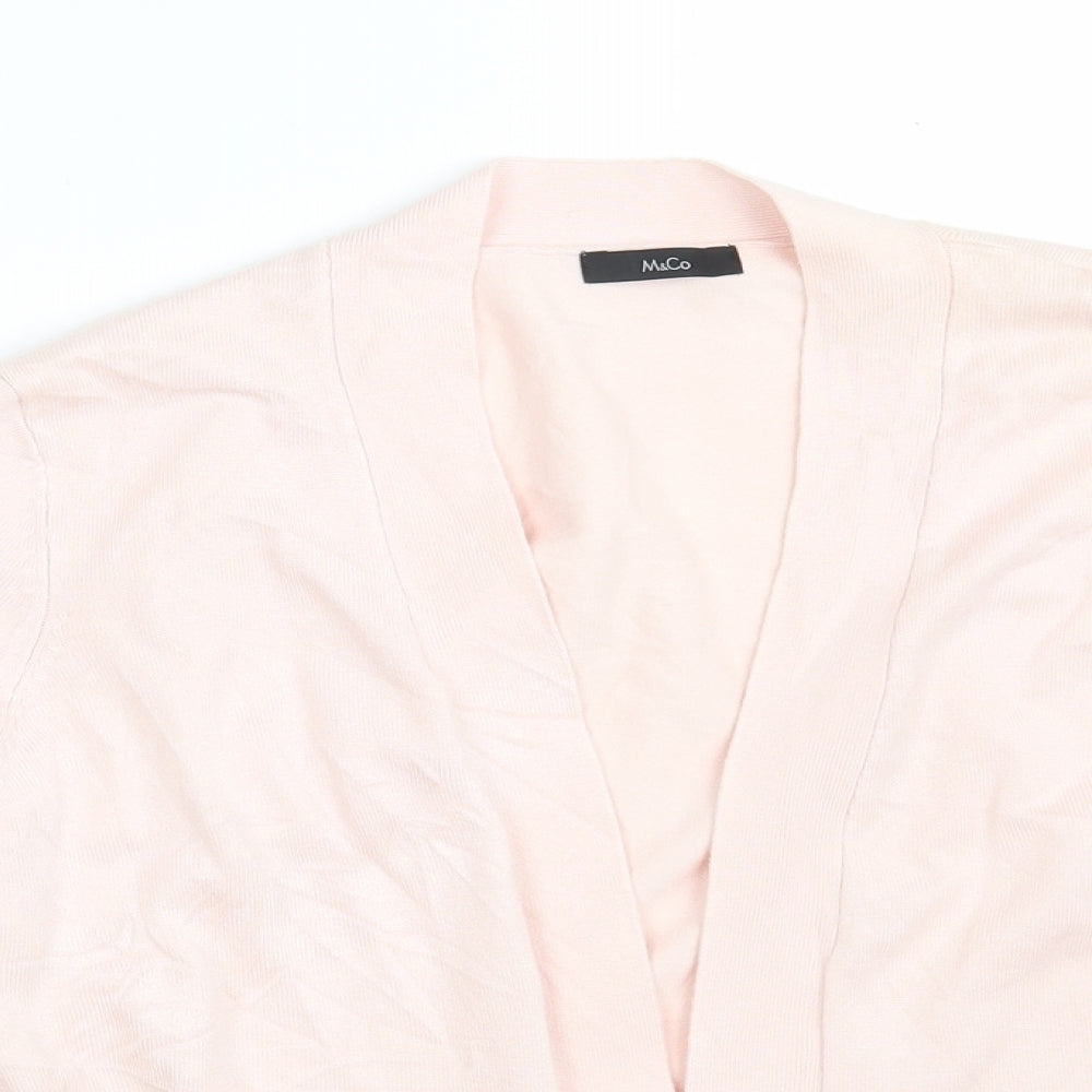 M&Co Womens Pink V-Neck  Viscose Wrap Jumper Size 16