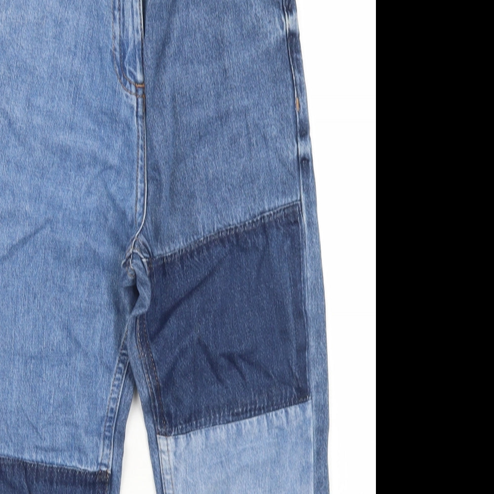 NEXT Girls Blue Patchwork Cotton Straight Jeans Size 9 Months  Regular Button