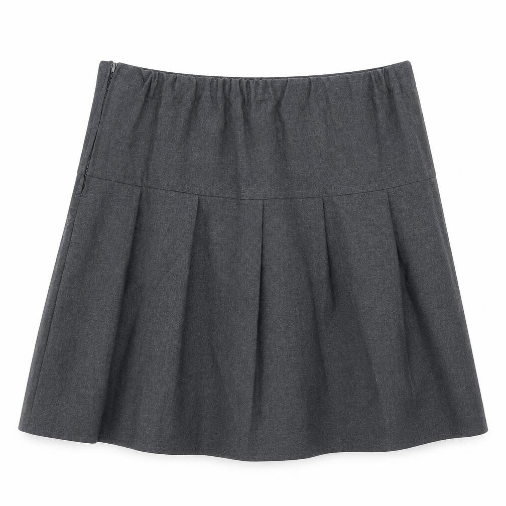 Marks & Spencer Girls Grey  Polyester Pleated Skirt Size 8-9 Years  Regular Zip - School Wear