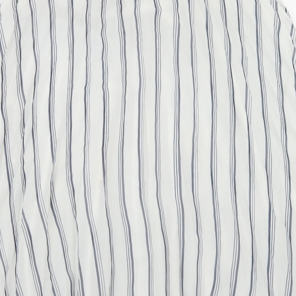 Atmosphere Womens White Striped Polyester Pleated Skirt Size 8    -