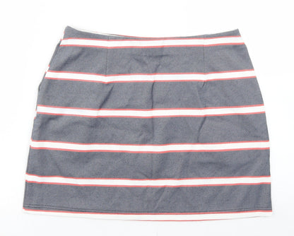 Oasis Womens Blue Striped Viscose A-Line Skirt Size S