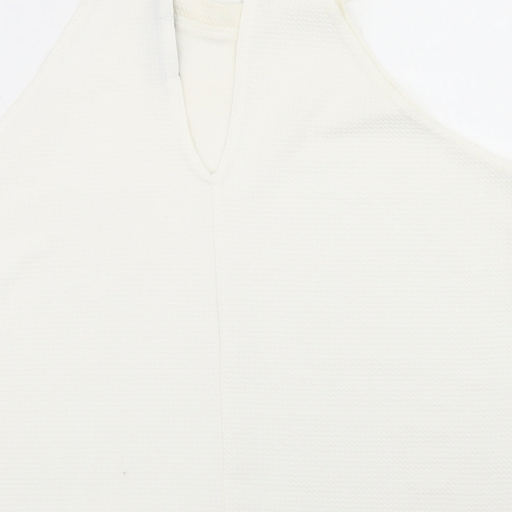 Boohoo Womens White  Polyester Basic Blouse Size 12 Halter