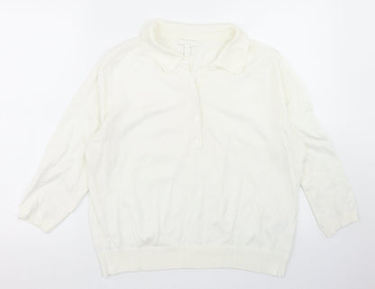 Preloved H&M Womens White  Acrylic Basic Polo Size M Collared - Front