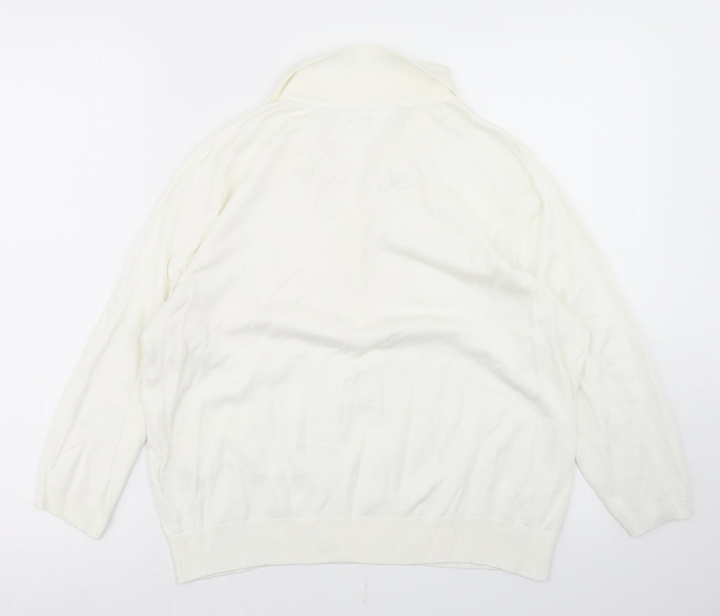 H&M Womens White  Acrylic Basic Polo Size M Collared