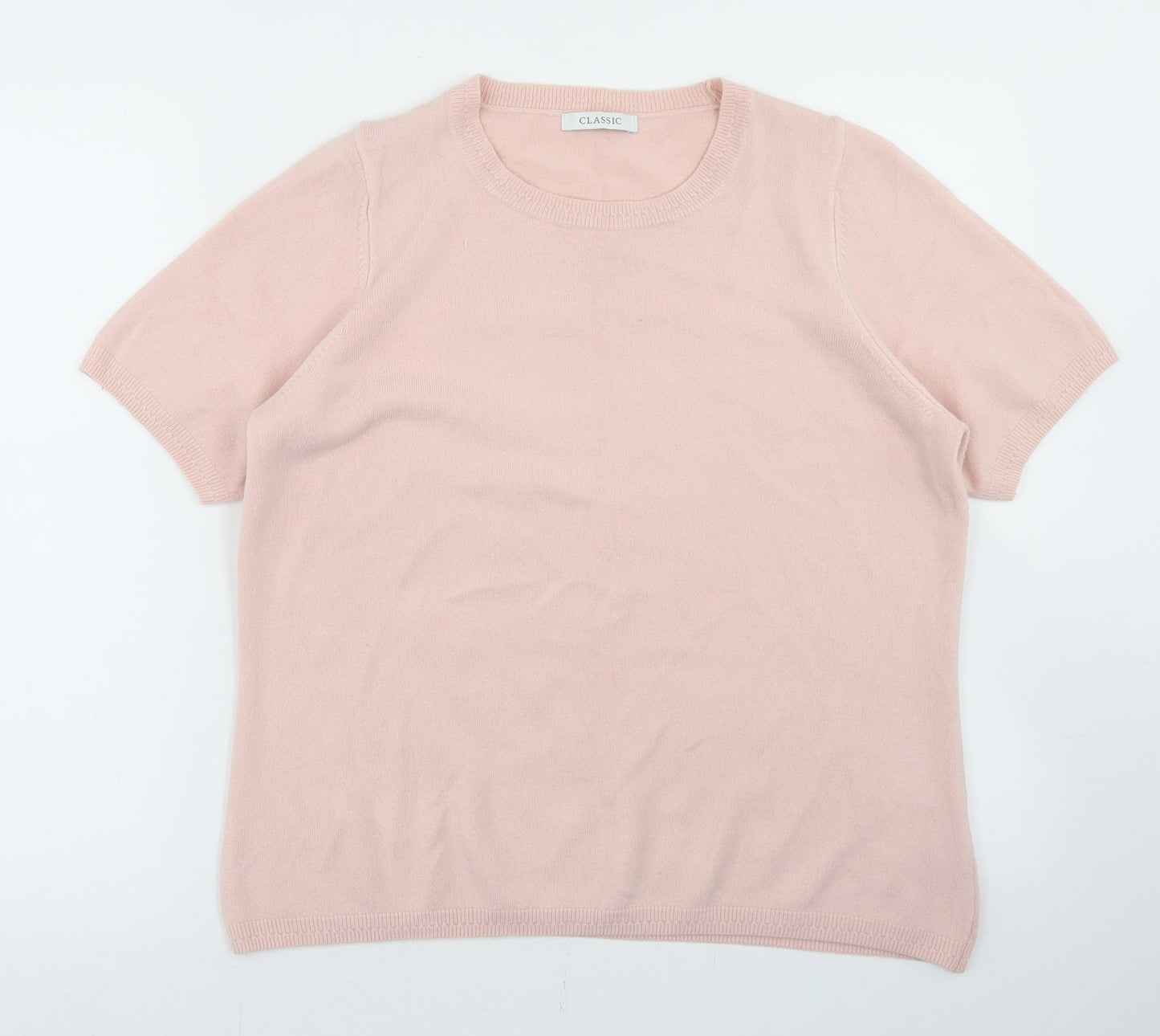 Marks and Spencer Womens Pink Crew Neck  Acrylic Pullover Jumper Size 16