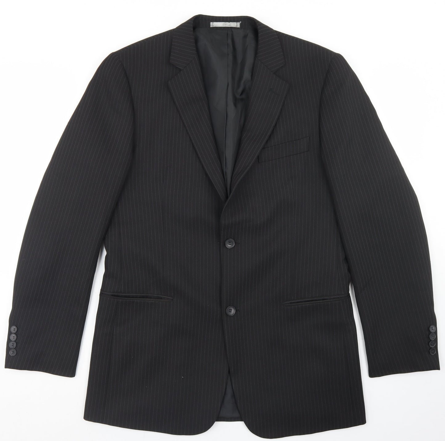 Taylor & Wright Mens Black Striped Polyester Jacket Blazer Size 40