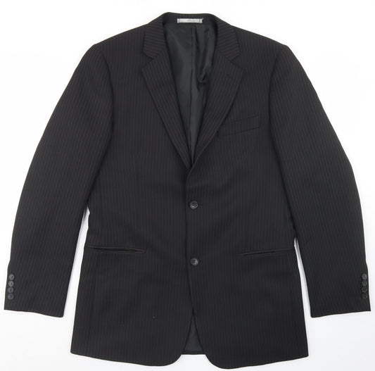 Taylor & Wright Mens Black Striped Polyester Jacket Blazer Size 40