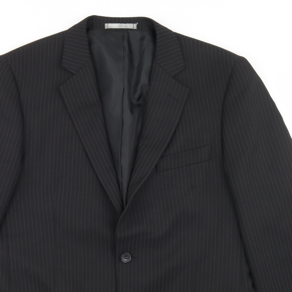Taylor & Wright Mens Black Striped Polyester Jacket Blazer Size 40