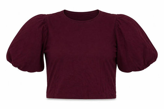 New Look Womens Purple  100% Cotton Cropped Blouse Size 10 Round Neck