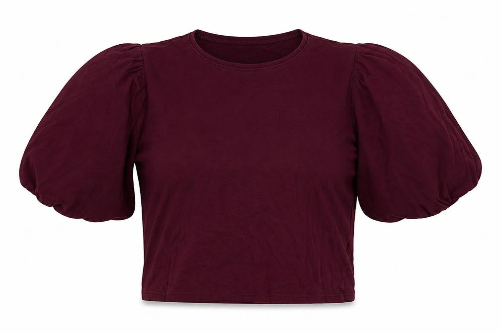 New Look Womens Purple  100% Cotton Cropped Blouse Size 10 Round Neck