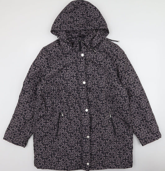 Anna Rose Womens Brown Floral  Overcoat Coat Size L  Zip