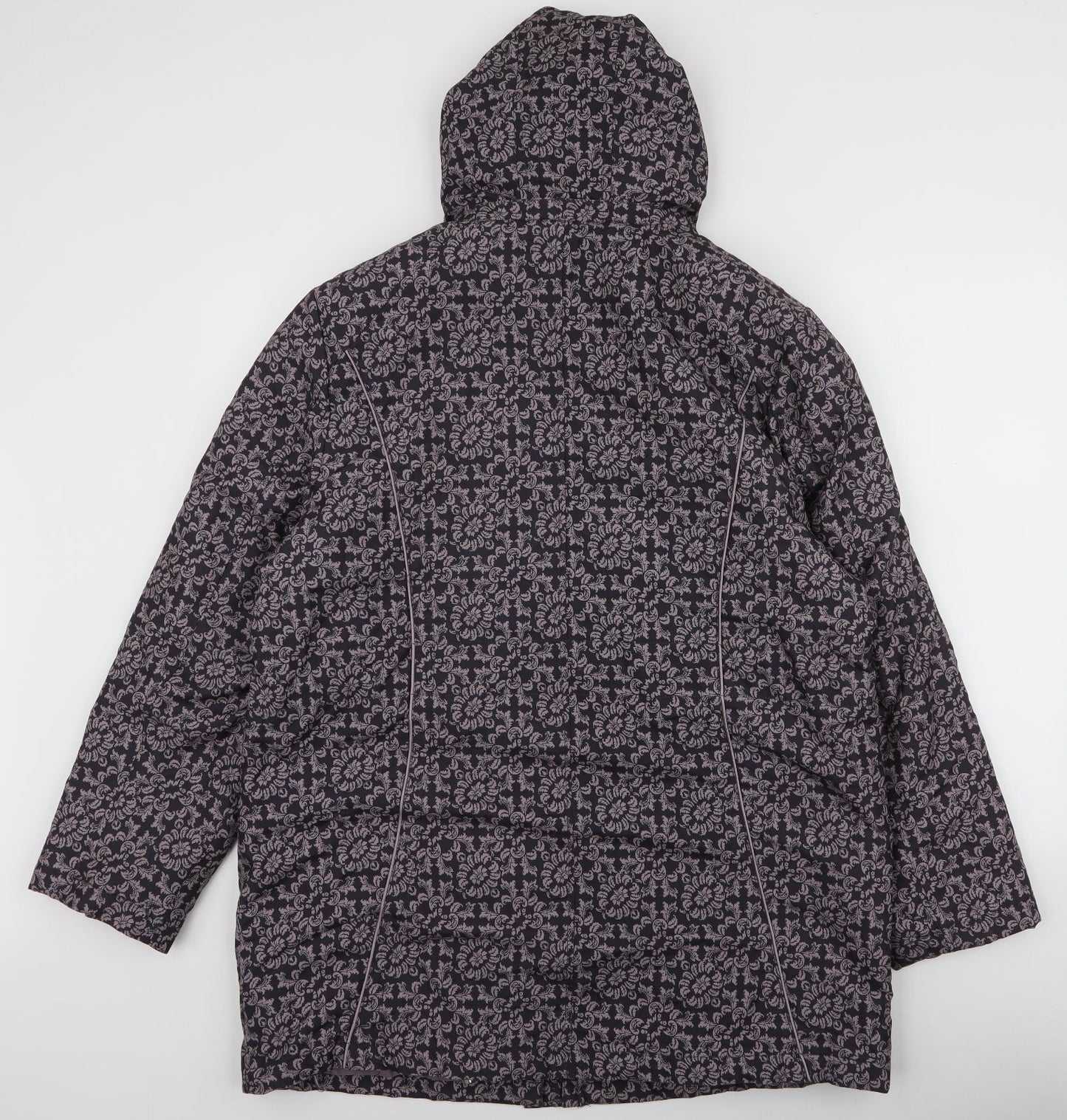 Anna Rose Womens Brown Floral  Overcoat Coat Size L  Zip