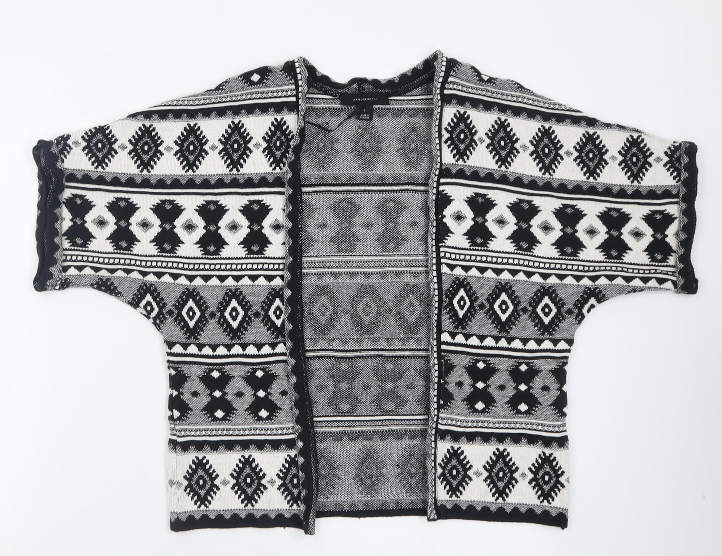 Atmosphere Womens Black V-Neck Geometric Cotton Cardigan Jumper Size S