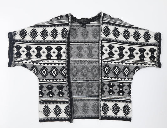 Atmosphere Womens Black V-Neck Geometric Cotton Cardigan Jumper Size S