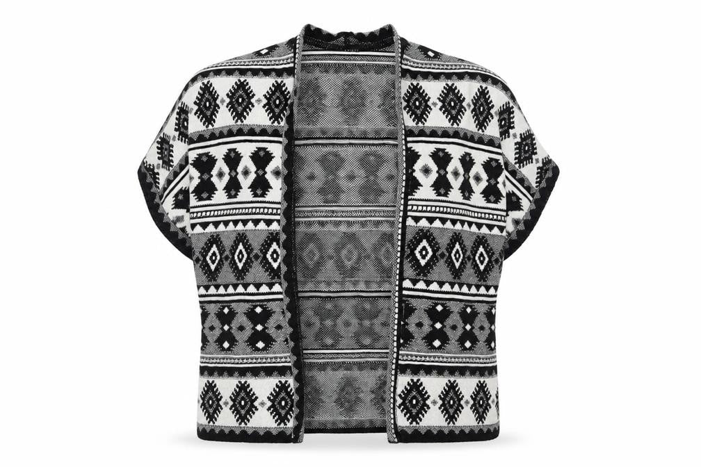 Atmosphere Womens Black V-Neck Geometric Cotton Cardigan Jumper Size S