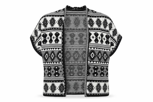 Atmosphere Womens Black V-Neck Geometric Cotton Cardigan Jumper Size S