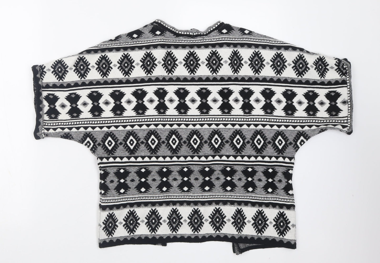 Atmosphere Womens Black V-Neck Geometric Cotton Cardigan Jumper Size S
