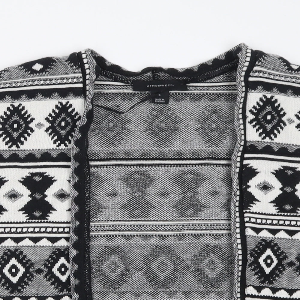 Atmosphere Womens Black V-Neck Geometric Cotton Cardigan Jumper Size S