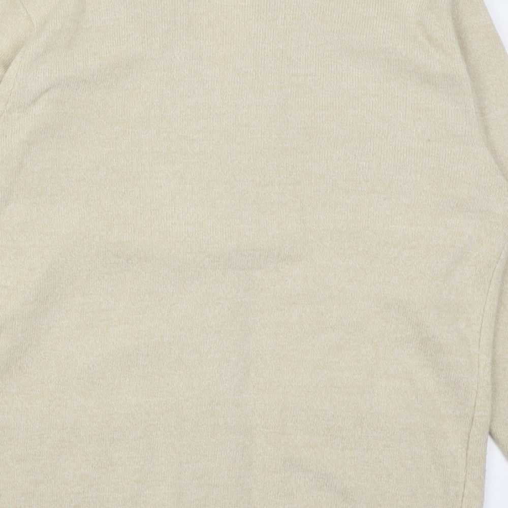 Classic Womens Beige V-Neck  Acrylic Cardigan Jumper Size M