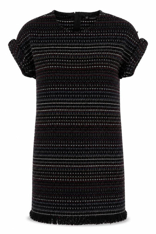 Zara Womens Multicoloured Geometric Cotton T-Shirt Dress  Size XS  Crew Neck Zip