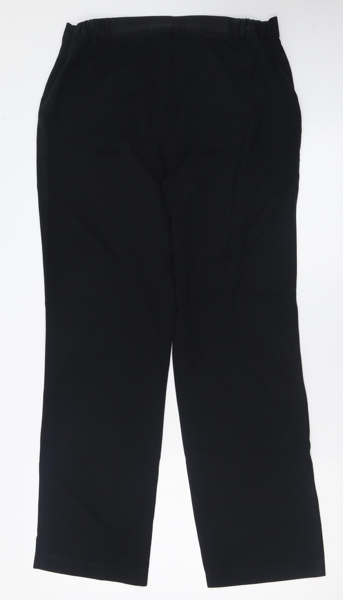 Marks and Spencer Womens Black  Viscose Trousers  Size 12 L30 in Regular Hook & Eye